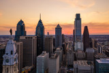 Fototapeta  - Aerial of Philadelphia Sunset During Coronavirus Pandemic