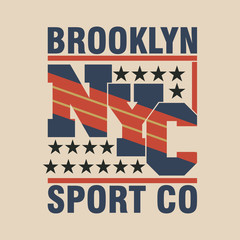 New York typography, brooklyn t-shirt, design graphic, printing man NYC