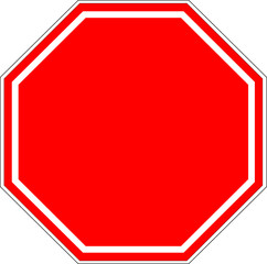 Octagonal blank stop sign. isolated on white background. Traffic regulatory warning stop symbol. Vector illustration, EPS10