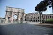 Rome, Italy-29 Mar 2020: Popular tourist spot Colosseum and Arch of Constantine is empty following the coronavirus confinement measures put in place by the governement, Rome, Italy