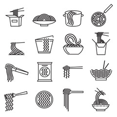 Canvas Print - Noodle Sign Black Thin Line Icon Set. Vector