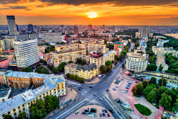 Wall Mural - Aerial view of Glory Square in Pechersk, a central neighborhood of Kiev, Ukraine