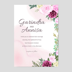 Elegant watercolor wedding invitation card template design Premium Vector