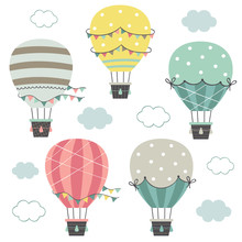 Set Of Isolated Hot Air Balloons Part 1
  - Vector Illustration, Eps    