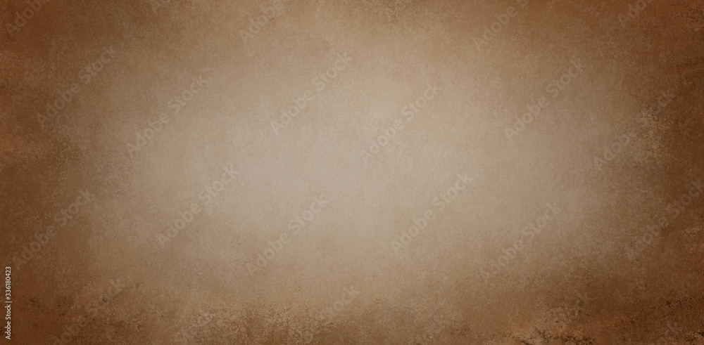 Brown background paper texture in old vintage sepia color with distressed grunge borders and light beige center design, antique grungy elegant frame  - obrazy, fototapety, plakaty 