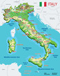 Colorful vector geographic Italy map. Italy map with rivers, lakes and mountains