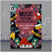 Elegant Electronic Music Festival Flyer In Creative Style With Modern Sound Wave Shape Template Design