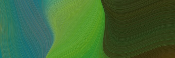 Aufkleber - elegant modern designed horizontal header with dark olive green, teal blue and very dark green colors. fluid curved lines with dynamic flowing waves and curves