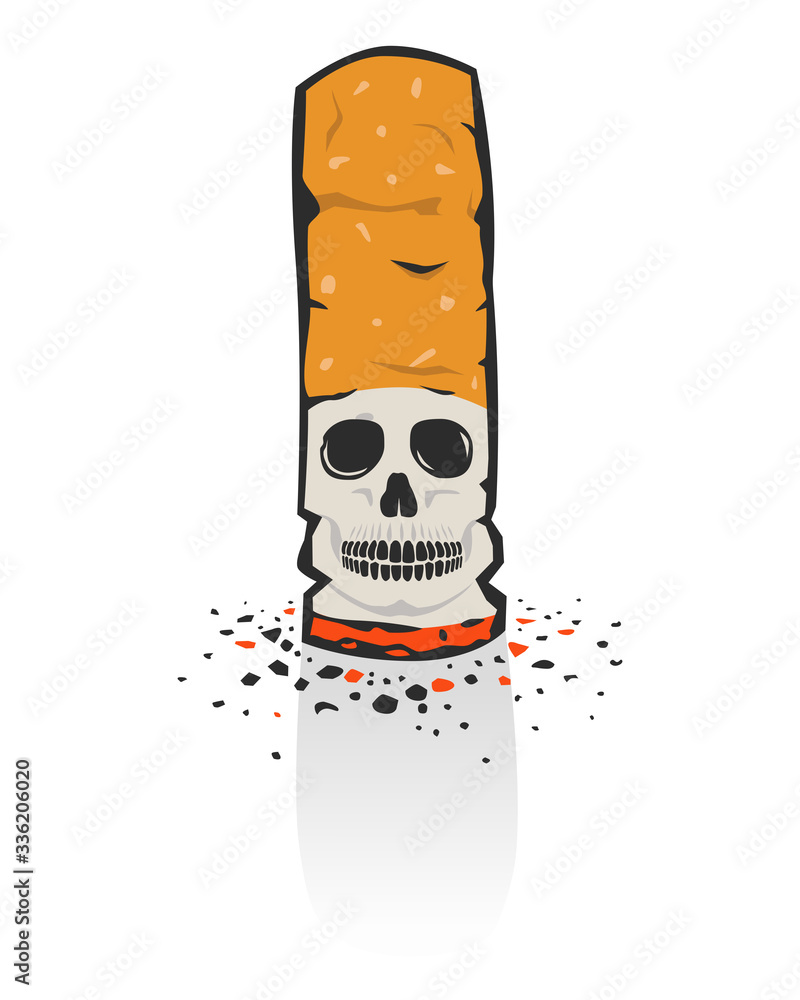 cigarette butts drawing Vector drawing of a cigarette butt with a skull and ashes isolated on  white. Can represent tobacco addiction, health issues, heart disease, lung  cancer, prevention, drugs, death, illness and quitting Stock Vector |