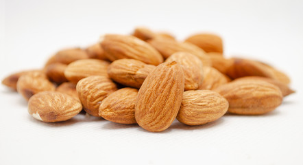 almonds on white background