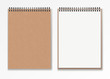 Realistic Blank vertical closed realistic spiral notepad mockup set .