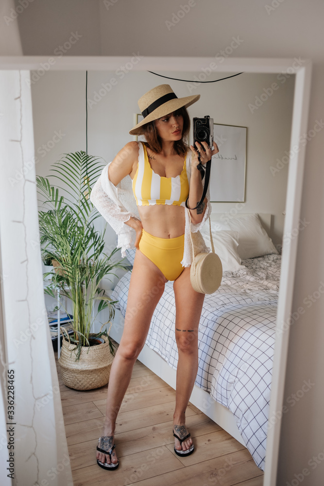 Woman Doing A Selfie In The Mirror In A Bikini Stock Photo Adobe Stock