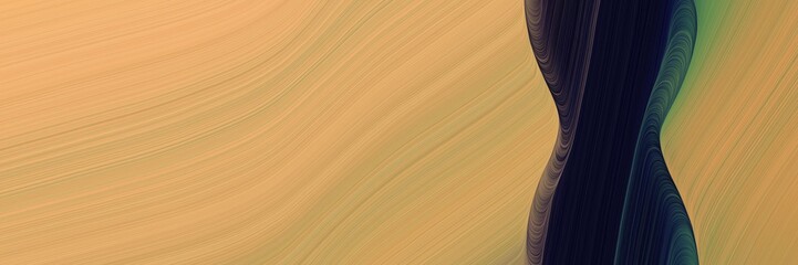 Leinwandbilder - modern dynamic futuristic banner. smooth swirl waves background design with sandy brown, very dark blue and dark khaki color
