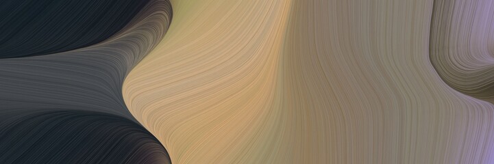 Poster - modern dynamic futuristic banner. contemporary waves illustration with gray gray, very dark blue and tan color
