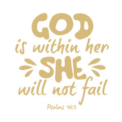 Wall Mural - God Is Within Her She Will Not Fail Svg.