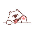 Cute samoyed dog waving paw cartoon icon, vector illustration