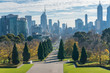Melbourne cityscape with Central Business District and park