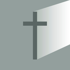 Wall Mural - a simple cross on a gray background with incident light.