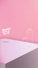 Poster - Studio table background.Vector,pastel pink gradient product display block wall.mockup for display of design.Vertical Banner for advertise product.16 9 ratio