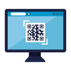 qr code inside computer design of technology scan information business price communication barcode digital and data theme Vector illustration