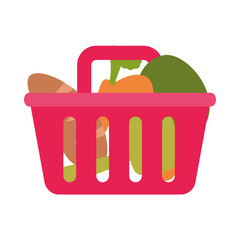 Canvas Print - shopping basket with fruits and vegetables