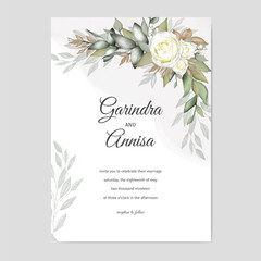 Wall Mural - Elegant watercolor  wedding invitation card template design Premium Vector