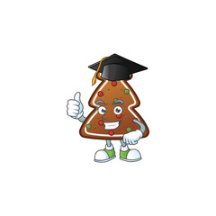 Wall Mural - Mascot design concept of gingerbread tree proudly wearing a black Graduation hat