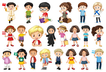 Sticker - Large set of children doing different activities