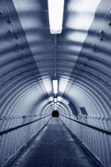 Poster - Empty pedestrian tunnel at night. Architecture abstract background