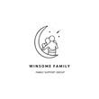Winsome family logo. Parenting symbol. Family support.