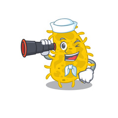 Canvas Print - A cartoon icon of bacteria spirilla Sailor with binocular