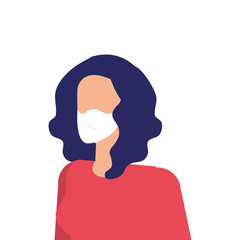 young woman with face mask isolated icon vector illustration design