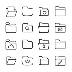 Canvas Print - Premium set of folder line icons.