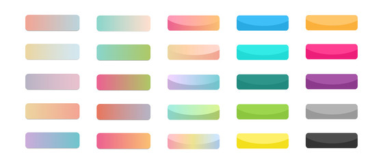 Web buttons set  with gradient effect. Isolated vector design for websites, apps and games