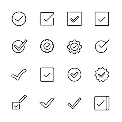 Sticker - Check line icons set.