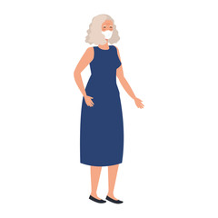 Wall Mural - old woman with face mask isolated icon vector illustration design