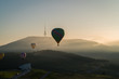 Hot Air Balloon flying high above the countryside in Canberra, Australia