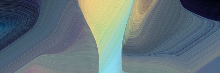 Poster - decorative background graphic with modern curvy waves background design with dim gray, tan and pastel blue color