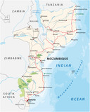 Fototapeta  - mozambique road and national park vector map