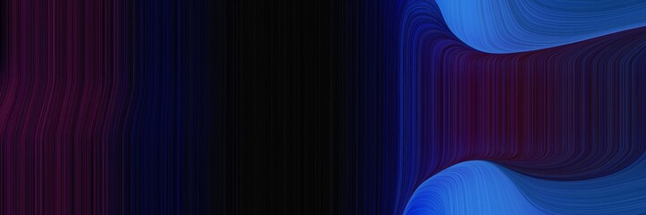 Poster - elegant artistic designed horizontal header with very dark pink, strong blue and midnight blue colors. fluid curved flowing waves and curves