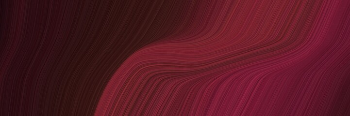 Poster - elegant decorative horizontal header with very dark pink, dark moderate pink and very dark red colors. fluid curved lines with dynamic flowing waves and curves