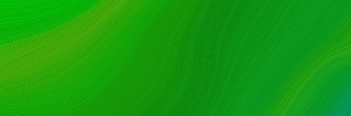 Poster - elegant colorful banner with forest green, dark green and sea green colors. fluid curved flowing waves and curves
