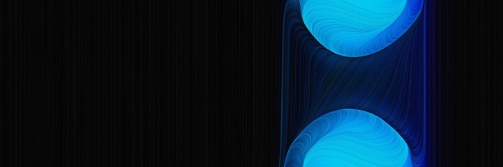 Poster - elegant dynamic horizontal header with dodger blue, black and midnight blue colors. fluid curved lines with dynamic flowing waves and curves