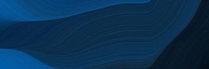 Poster - elegant decorative header design with very dark blue, strong blue and midnight blue colors. fluid curved flowing waves and curves