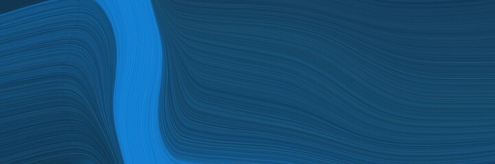 Poster - elegant surreal designed horizontal banner with dark slate gray, strong blue and teal blue colors. fluid curved flowing waves and curves