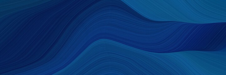 Wall Mural - elegant decorative header design with midnight blue, teal and very dark blue colors. fluid curved flowing waves and curves