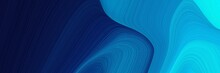 Elegant Dynamic Header Design With Very Dark Blue, Strong Blue And Dark Turquoise Colors. Fluid Curved Flowing Waves And Curves