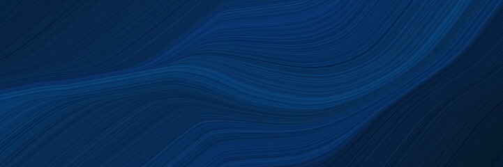Leinwandbilder - elegant colorful horizontal header with very dark blue, midnight blue and teal green colors. fluid curved flowing waves and curves