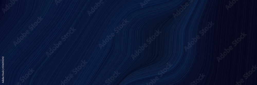 elegant colorful banner with very dark blue, midnight blue and black colors. fluid curved lines with dynamic flowing waves and curves - obrazy, fototapety, plakaty 