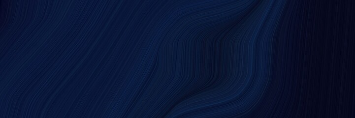 Wall Mural - elegant colorful banner with very dark blue, midnight blue and black colors. fluid curved lines with dynamic flowing waves and curves